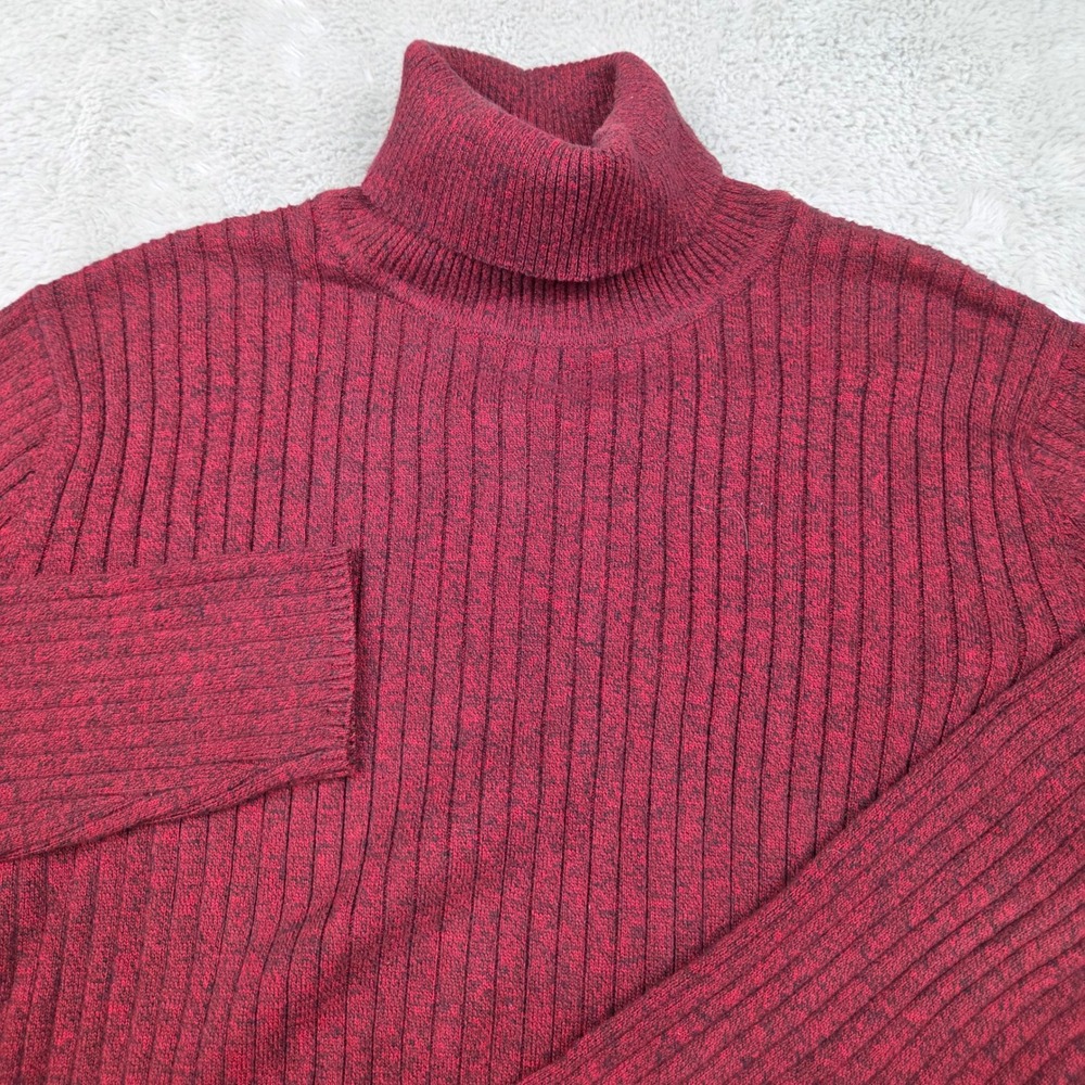 Vtg Talbots Turtleneck Sweater Womens S Petite Ribbed Knit Long Sleeve Burgundy